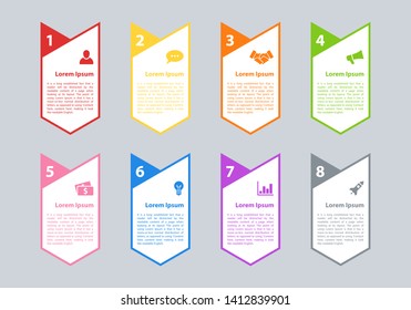 Infographic design business concept vector illustration with 8 steps or options or processes represent work flow or diagram