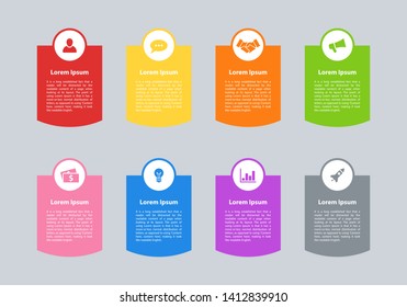 Infographic design business concept vector illustration with 8 steps or options or processes represent work flow or diagram for annual report or presentation