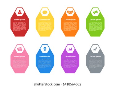 Infographic design business concept vector illustration with 8 steps or options or processes represent work flow or diagram