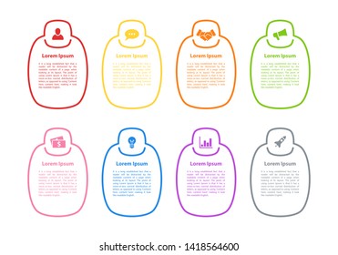 Infographic design business concept vector illustration with 8 steps or options or processes represent work flow or diagram