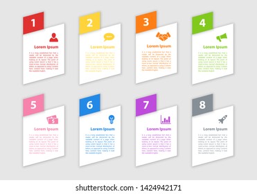 Infographic design business concept vector illustration with 8 steps or options or processes represent work flow or diagram