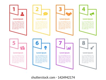 Infographic design business concept vector illustration with 8 steps or options or processes represent work flow or diagram