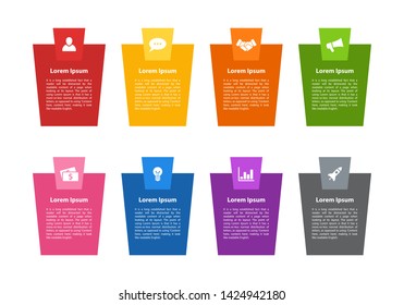 Infographic design business concept vector illustration with 8 steps or options or processes represent work flow or diagram