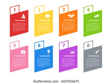 Infographic design business concept vector illustration with 8 steps or options or processes represent work flow or diagram