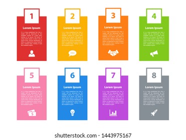 Infographic design business concept vector illustration with 8 steps or options or processes represent work flow or diagram