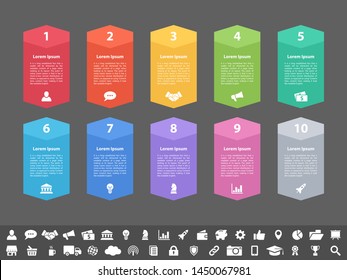 Infographic design business concept vector illustration with 10 steps or options or processes represent work flow or diagram
