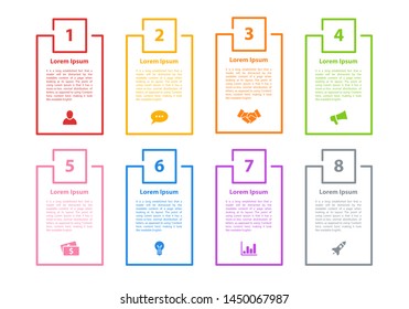 Infographic design business concept vector illustration with 8 steps or options or processes represent work flow or diagram