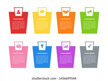 Infographic design business concept vector illustration with 8 steps or options or processes represent work flow or diagram
