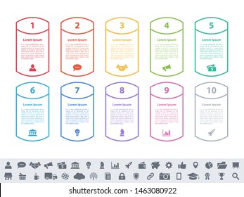 Infographic design business concept vector illustration with 10 steps or options or processes represent work flow or diagram