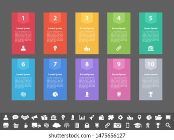 Infographic design business concept vector illustration with 10 steps or options or processes represent work flow or diagram or web button banner