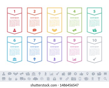 Infographic design business concept vector illustration with 10 steps or options or processes represent work flow or diagram