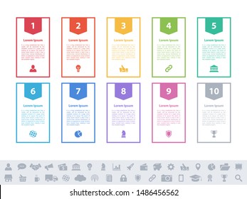 Infographic design business concept vector illustration with 10 steps or options or processes represent work flow or diagram or web button banner