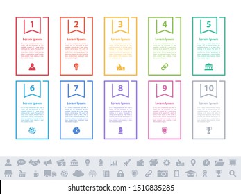 Infographic design business concept vector illustration with 10 steps or options or processes represent work flow or diagram or web button banner