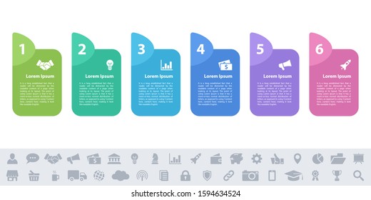 Infographic design business concept vector illustration with 6 steps or options or processes represent work flow or diagram or web button banner