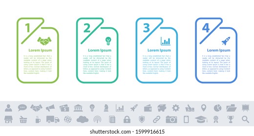 Infographic design business concept vector illustration with 4 steps or options or processes represent work flow or diagram or web button banner