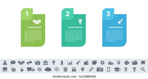 Infographic design business concept vector illustration with 3 steps or options or processes represent work flow or diagram or web button banner