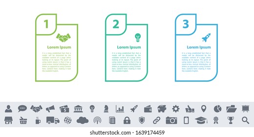Infographic design business concept vector illustration with 3 steps or options or processes represent work flow or diagram or web button banner