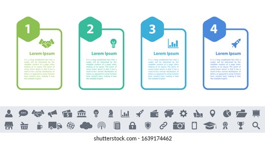 Infographic design business concept vector illustration with 4 steps or options or processes represent work flow or diagram or web button banner