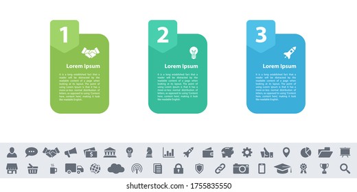 Infographic design business concept vector illustration with 3 steps or options or processes represent work flow or diagram or web button banner