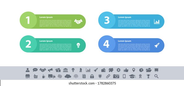 Infographic design business concept vector illustration with 4 steps or options or processes represent work flow or diagram or web button banner