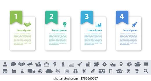 Infographic design business concept vector illustration with 4 steps or options or processes represent work flow or diagram or web button banner
