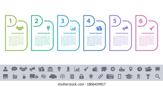 Infographic design business concept vector illustration with 6 steps or options or processes represent work flow or diagram or web button banner