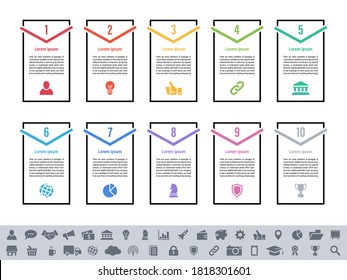 Infographic design business concept vector illustration with 10 steps or options or processes represent work flow or diagram or web button banner