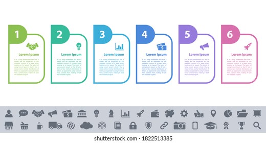 Infographic design business concept vector illustration with 6 steps or options or processes represent work flow or diagram or web button banner