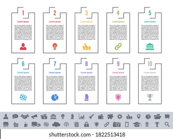 Infographic design business concept vector illustration with 10 steps or options or processes represent work flow or diagram or web button banner