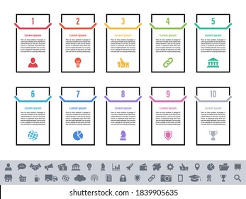 Infografik Design Business Concept Vektorgrafik mit 10 Schritten oder Optionen oder Prozessen repräsentiert Arbeitsfluss, Diagramm oder Web-Button-Banner