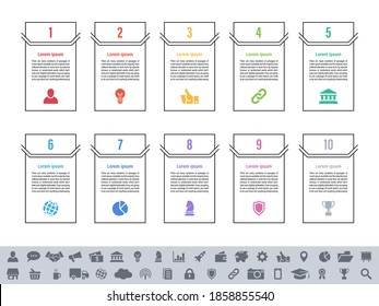 Infographic design business concept vector illustration with 10 steps or options or processes represent work flow or diagram or web button banner