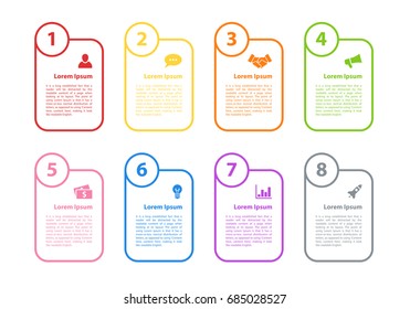 Infographic design business concept vector illustration with 8 steps or options or processes represent work flow or diagram for annual report or presentation 