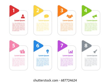 Infographic design business concept vector illustration with 8 steps or options or processes represent work flow or diagram for annual report or presentation