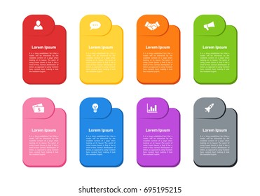 Infographic design business concept vector illustration with 8 steps or options or processes represent work flow or diagram for annual report or presentation 