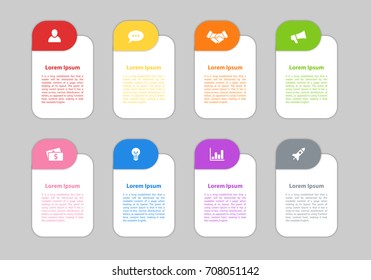 Infographic design business concept vector illustration with 8 steps or options or processes represent work flow or diagram for annual report or presentation