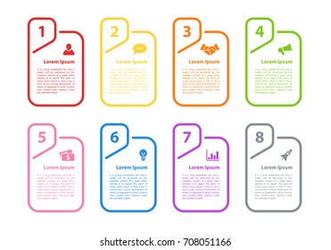 Infographic design business concept vector illustration with 8 steps or options or processes represent work flow or diagram for annual report or presentation