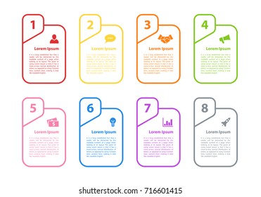 Infographic design business concept vector illustration with 8 steps or options or processes represent work flow or diagram for annual report or presentation 
