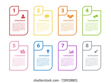 Infographic design business concept vector illustration with 8 steps or options or processes represent work flow or diagram for annual report or presentation 