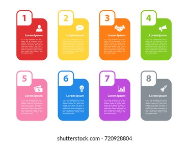 Infographic design business concept vector illustration with 8 steps or options or processes represent work flow or diagram for annual report or presentation 