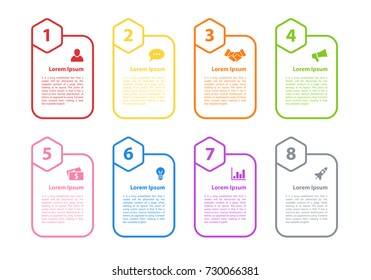 Infographic design business concept vector illustration with 8 steps or options or processes represent work flow or diagram for annual report or presentation 