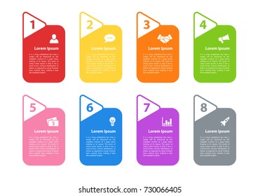 Infographic design business concept vector illustration with 8 steps or options or processes represent work flow or diagram for annual report or presentation 