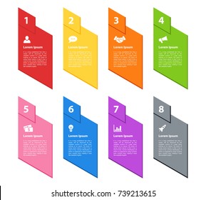 Infographic design business concept vector illustration with 8 steps or options or processes represent work flow or diagram for annual report or presentation