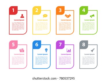Infographic design business concept vector illustration with 8 steps or options or processes represent work flow or diagram for annual report or presentation