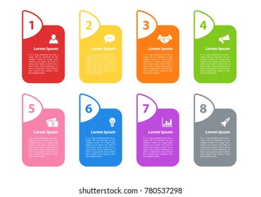 Infographic design business concept vector illustration with 8 steps or options or processes represent work flow or diagram for annual report or presentation
