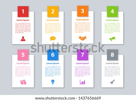 Infographic design business concept vector illustration with 8 steps or options or processes represent work flow or diagram