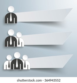 Infographic design with business people and 3 banners on the grey background. Eps 10 vector file.