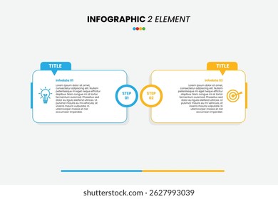 Infographic design business template with 2 steps, options Can be used for workflow diagram, info chart, web design and presentation
