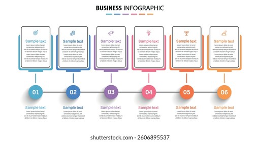 Infographic design business template with 6 options, steps. Can be used for workflow layout, diagram, annual report, web design