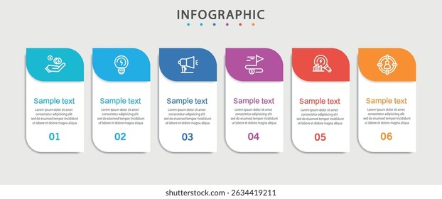Infographic design business template with 6 options, steps