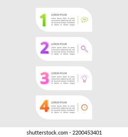 Infographic design business template with icons and 4 options or steps. Can be used for process diagram presentations workflow layout or banner vector illustration